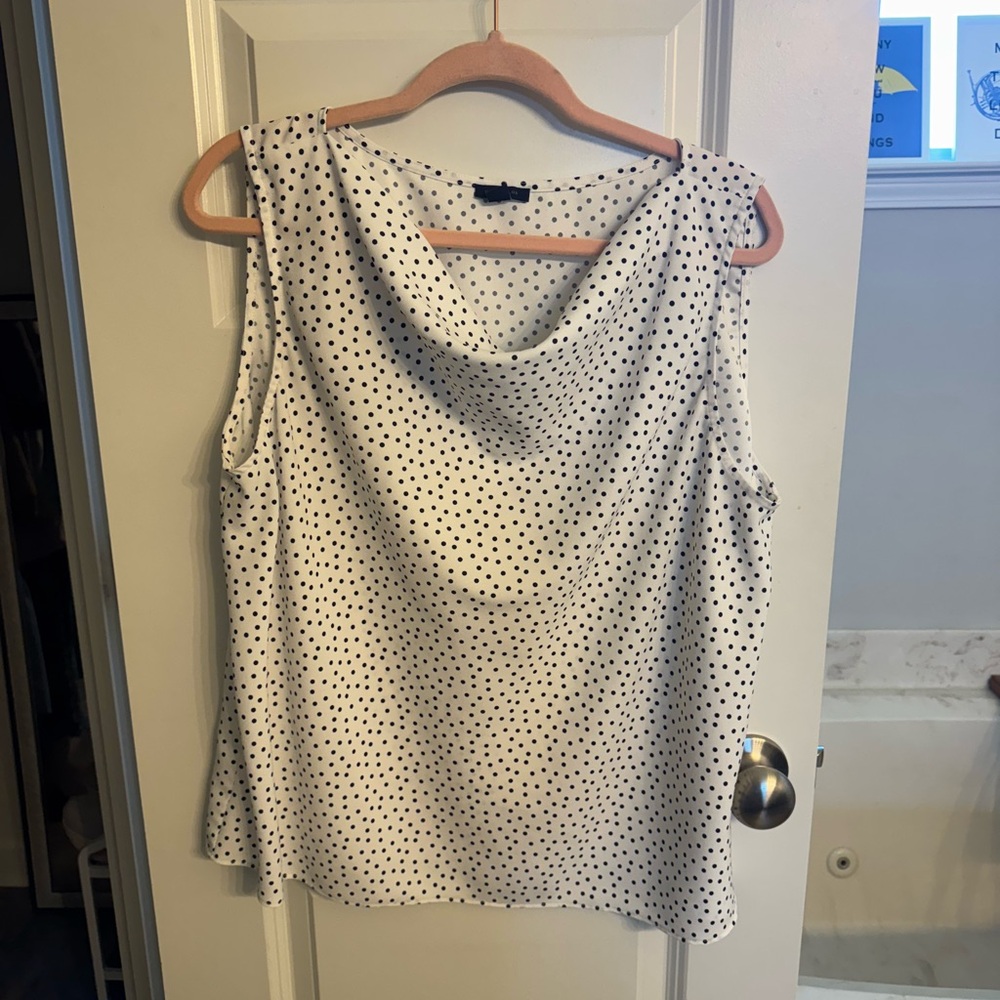 Ann Taylor White and Black Polka Dot Blouse